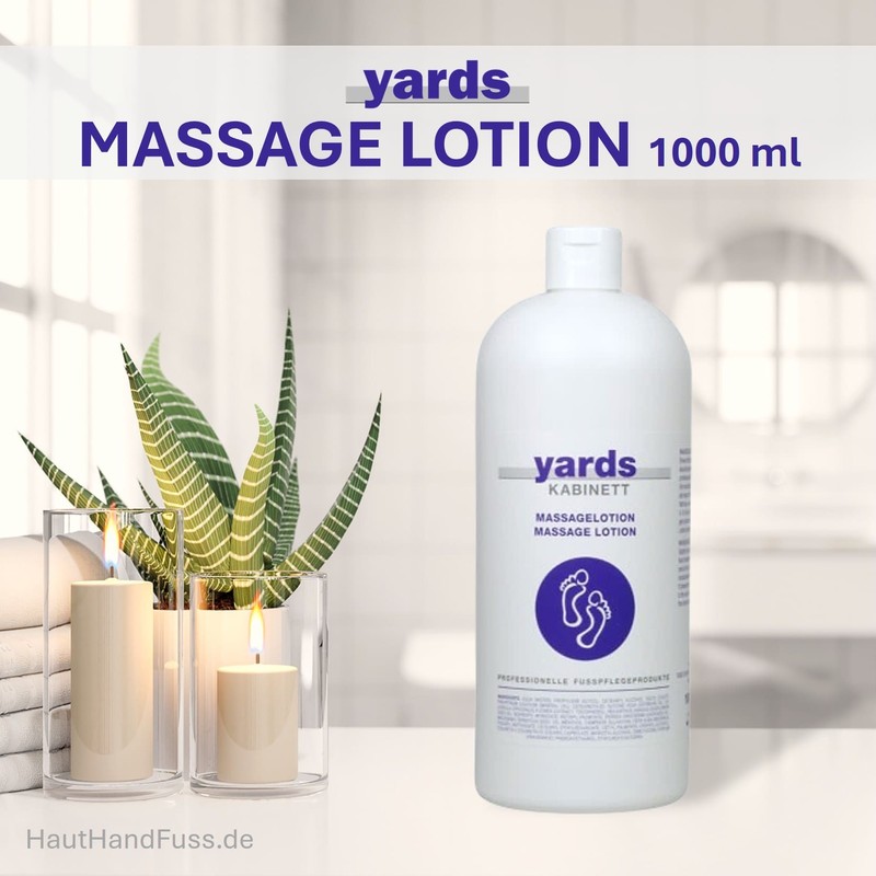 yards Massage-Lotion Flasche – Professionelle, gleitfähige Fußmassagelotion für geschmeidige Haut nach podologischen Behandlungen
